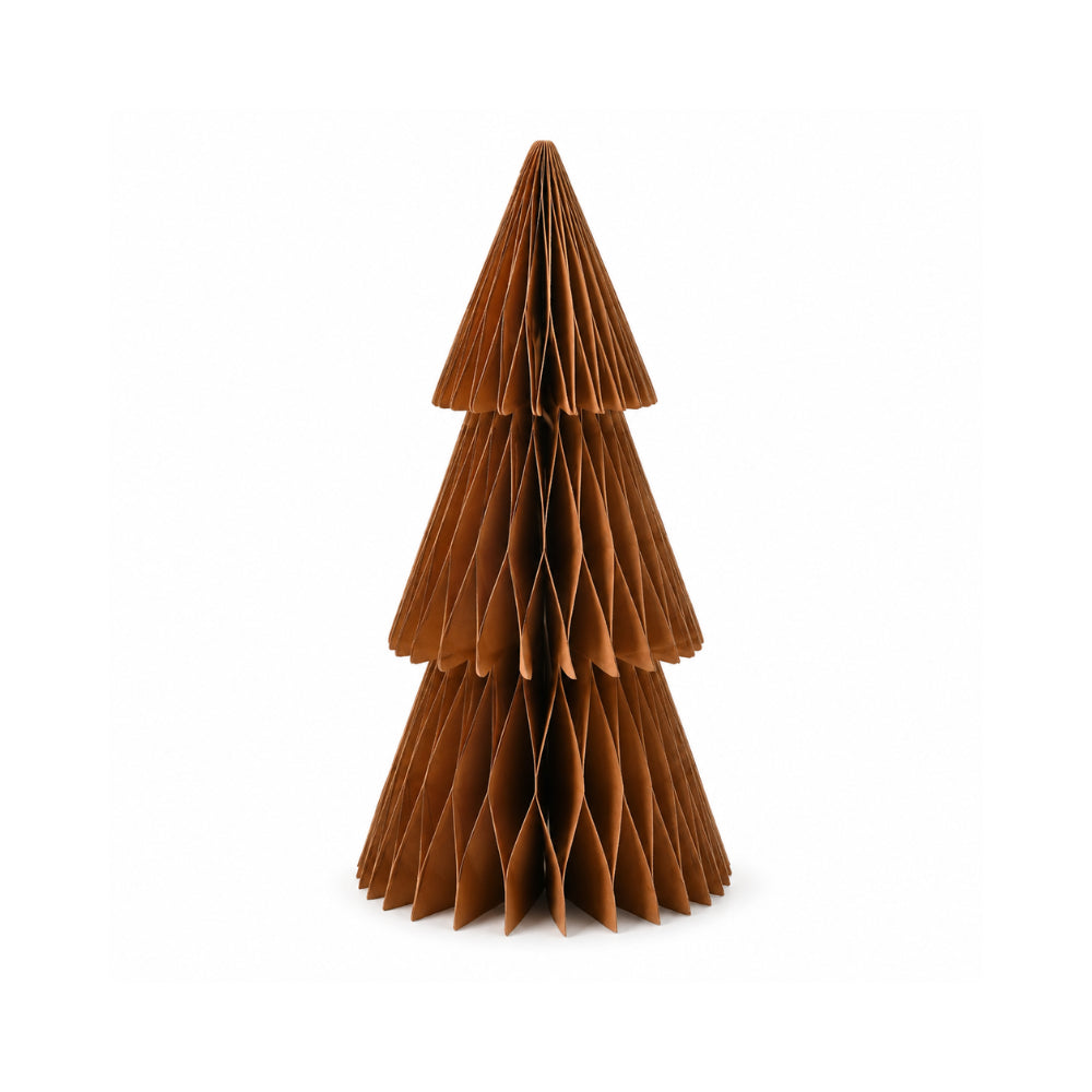Plum Pudding Christmas Paper Tree Mantle Decoration Brown